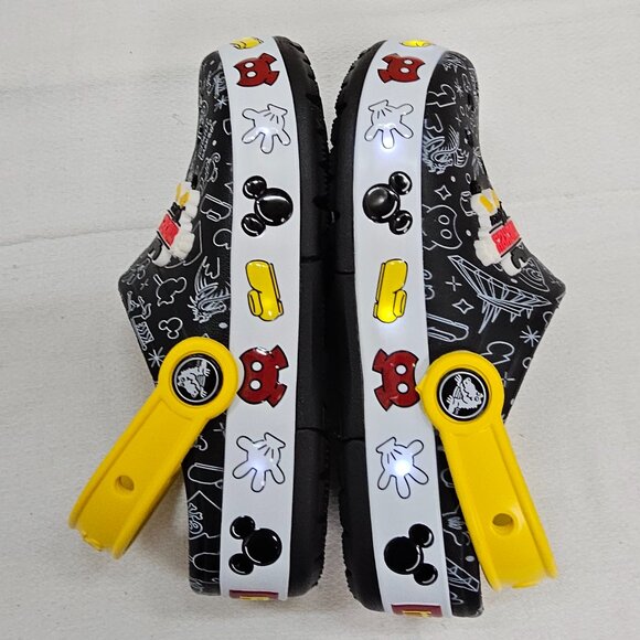 NEW Disney Mickey Mouse Crocs Black Yellow Sides Light Up- Child Size Junior 1 - Picture 8 of 12
